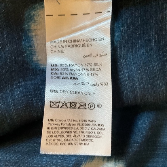 Chico's Size 2 Sheer Navy/Big White Polka Dots, Multi-Tiered Gathered Sleeves - Picture 3 of 16